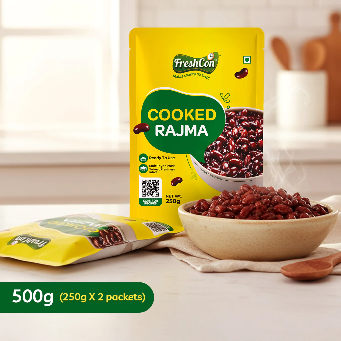 Cooked Rajma - 500g (250g x 2 Packs) - Image 2