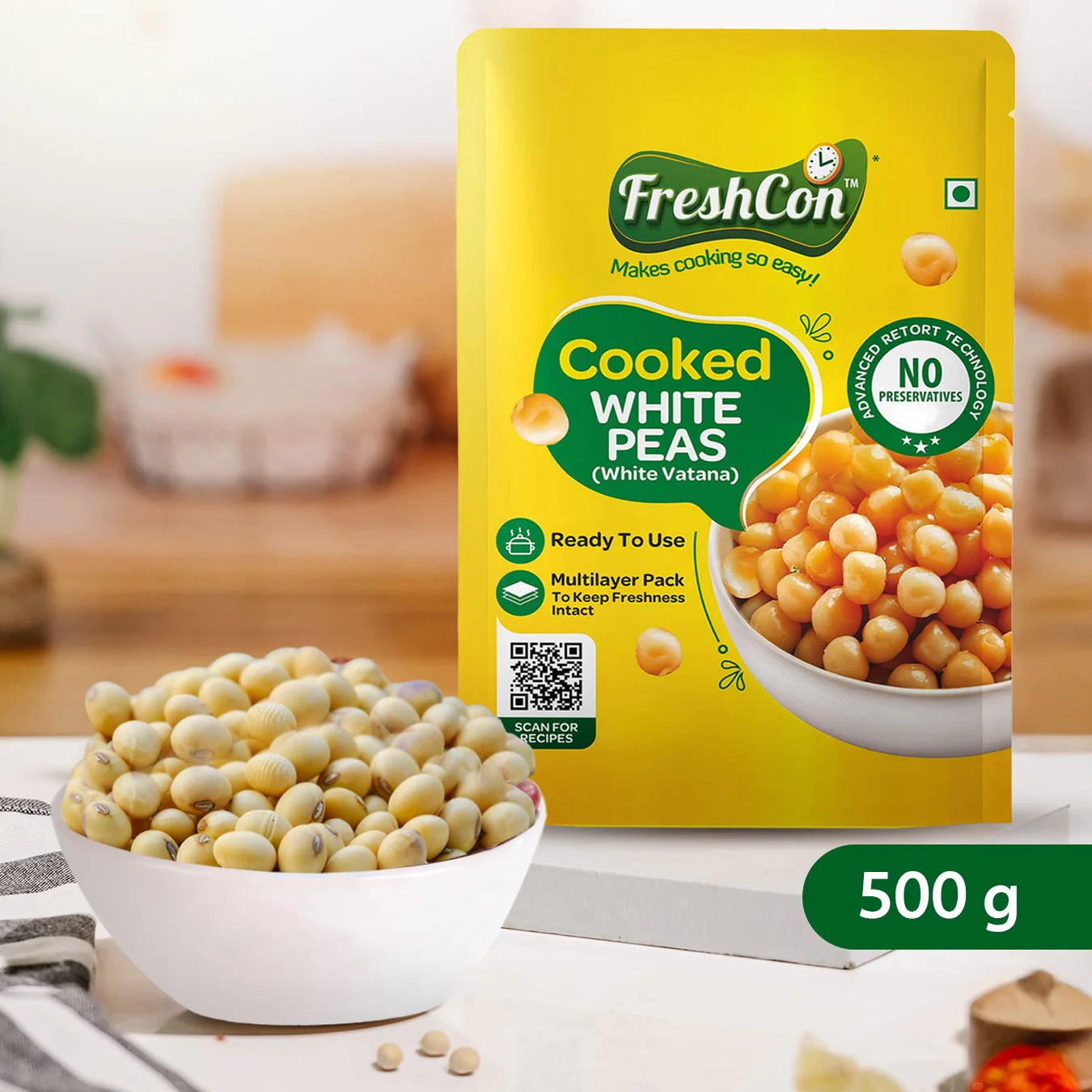 Cooked White Peas - 500g (250g x 2 Packs) - Image 2